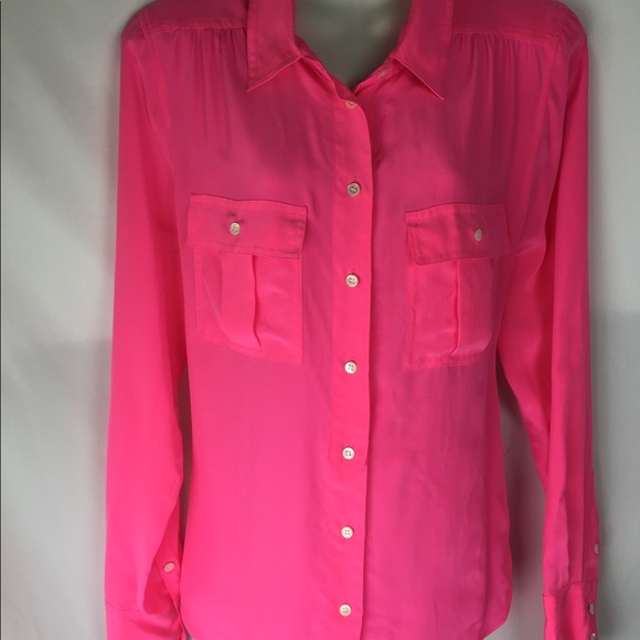 J. Crew Tops - J CREW silk shirt pink sz 6